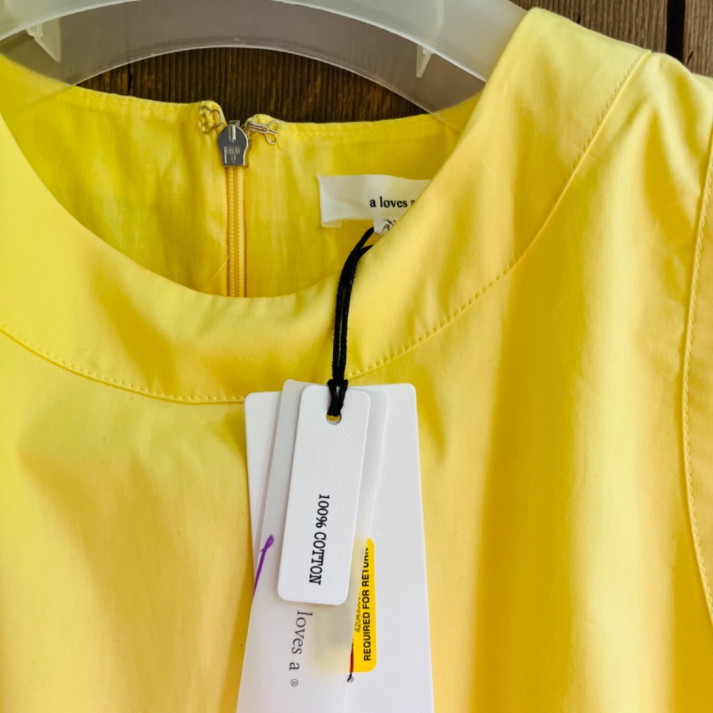 Women’s Sleeveless Cutout Poplin A - Line Midi Dress Size L  Light - Yellow - Picture 11 of 16